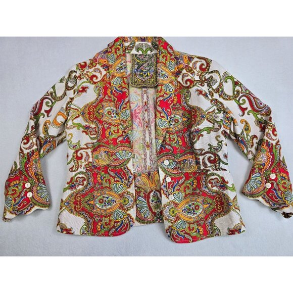 Robert Graham Jackets & Blazers - Robert Graham Womens Paisley 100% Linen Jacket Size 10 Multicolor